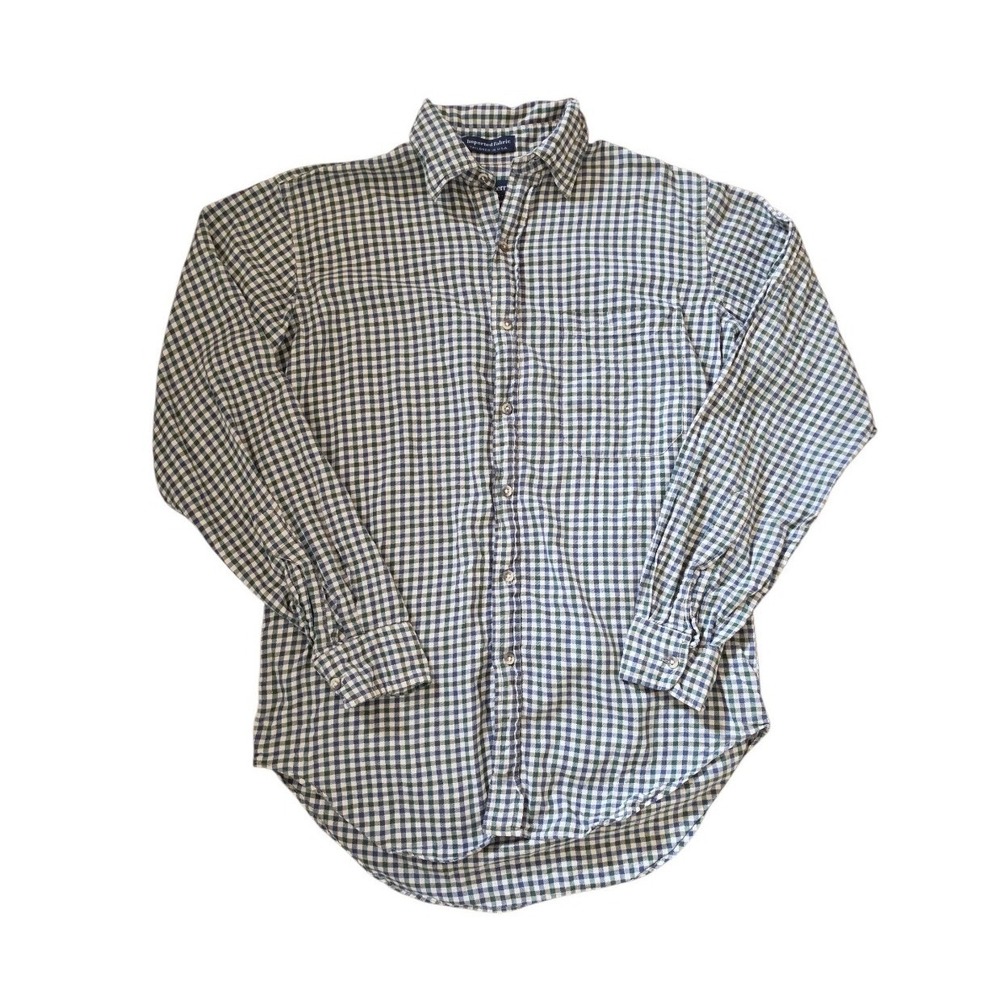 Burberry Plaid Checkered Blue Green Cotton Lightweight Preppy Button Shirt sz S